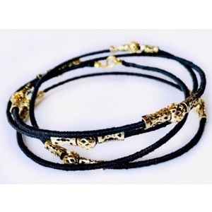 ✅ 5 for $25 - Wrapped Boho Bracelet, Black & Gold
